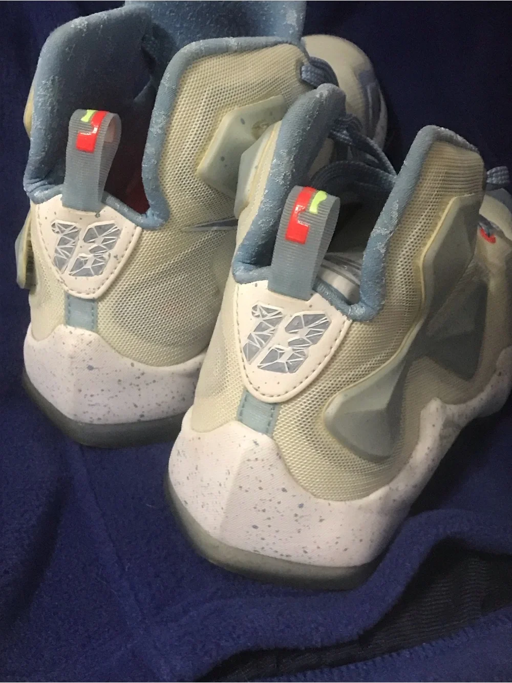 Kids Lebron James Light Blue and White High-Top Sneakers by Nike
